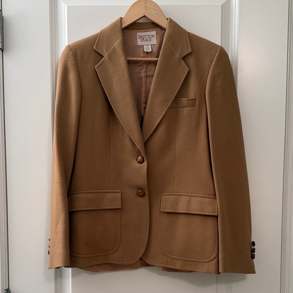 Vintage Bretton Place 100% Wool Women's Camel Blazer